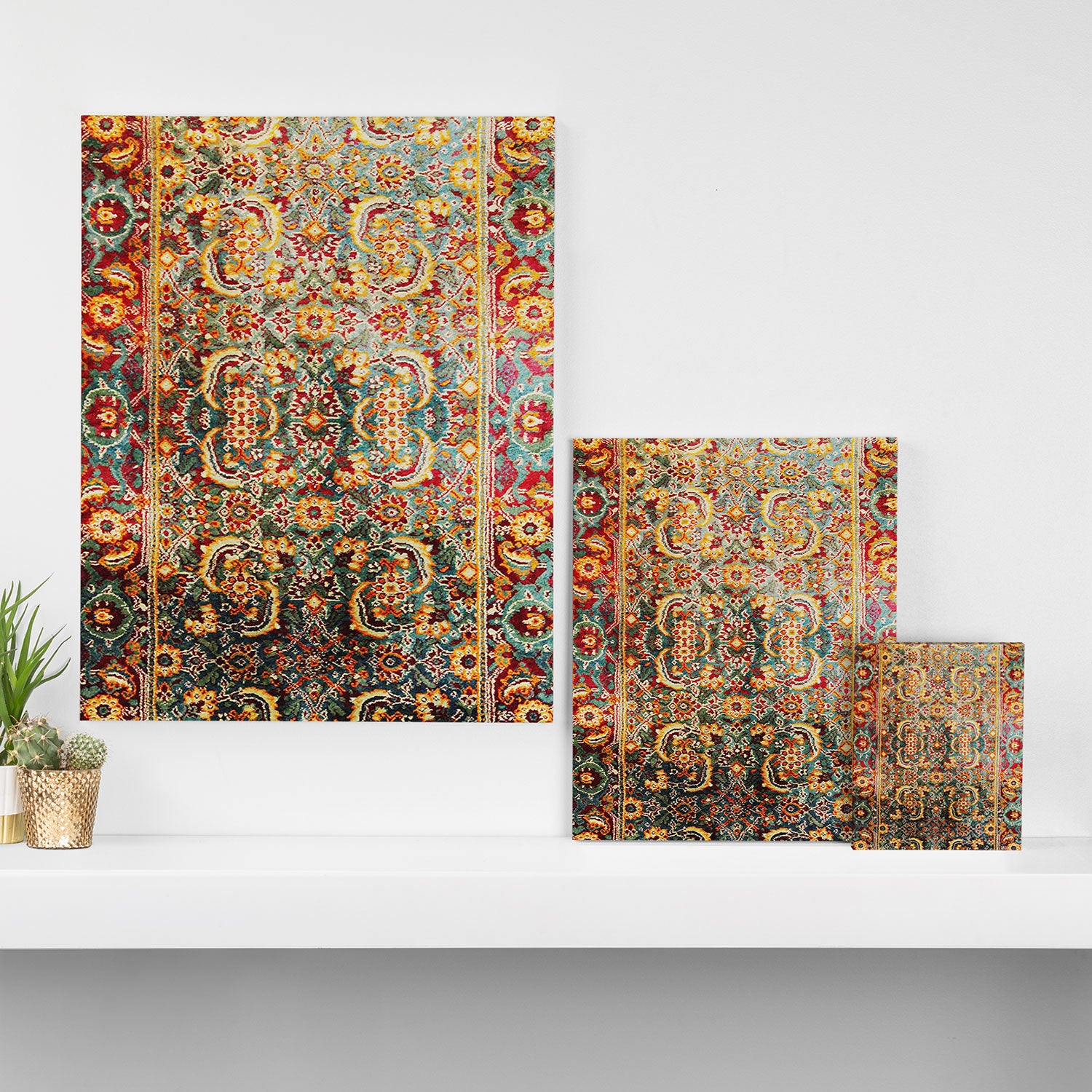 Copper Turquoise Antique Tabriz Rug Print Canvas Print Gallery Image 3