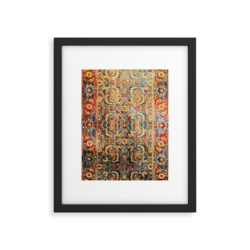 Copper Turquoise Antique Tabriz Rug Print Framed Art Print Gallery Image 5