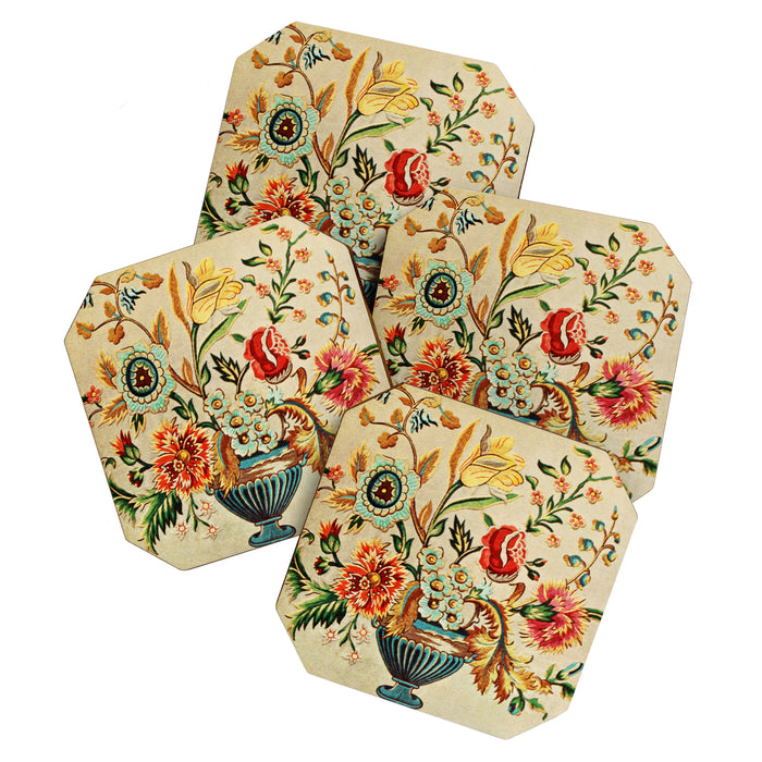 Crewel Still Life Antique Elizabethan Vector Painting Coaster Gallery Image 1