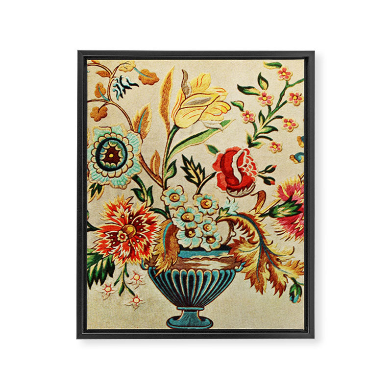 Crewel Still Life Antique Elizabethan Vector Painting Framed Canvas Print Gallery Image 3