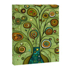 Cute Abstract Flowers in a Blue Green Vase Canvas Print Gallery Image 3