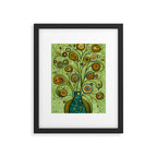 Cute Abstract Flowers in a Blue Green Vase Framed Art Print Gallery Image 4
