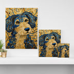 Cute Blue and Gold Klimt Dog Canvas Print Gallery Image 3