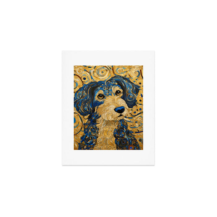 Cute Blue and Gold Klimt Dog Art Print Gallery Image 1