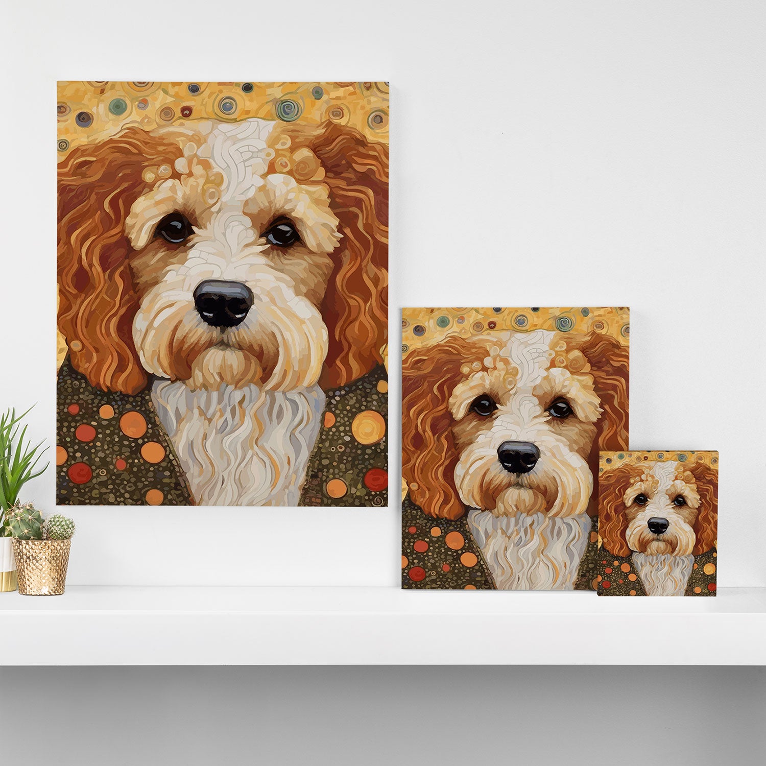 Cute Klimt Dog with Colorful Jacket Canvas Print Gallery Image 3