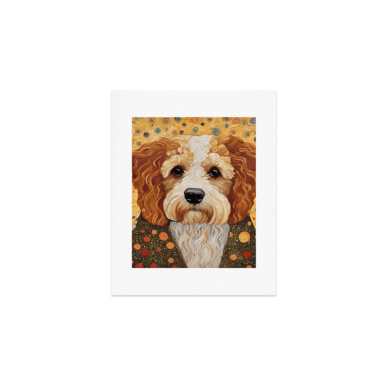 Cute Klimt Dog with Colorful Jacket Art Print Gallery Image 1