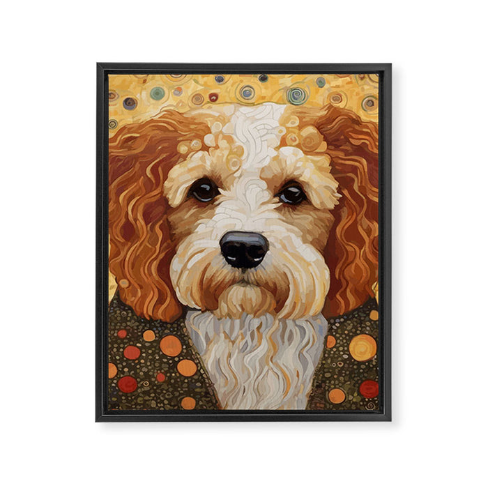 Cute Klimt Dog with Colorful Jacket Framed Canvas Print Gallery Image 1
