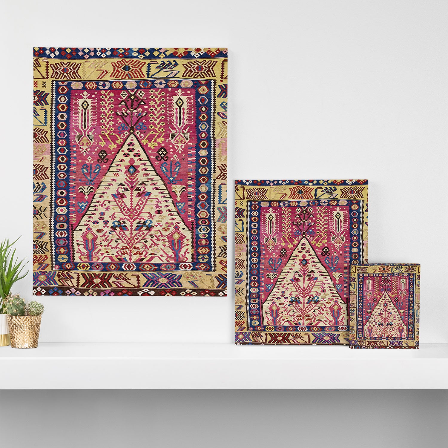 Cute Pink Antique Turkish Niche Kilim Print Canvas Print Gallery Image 3