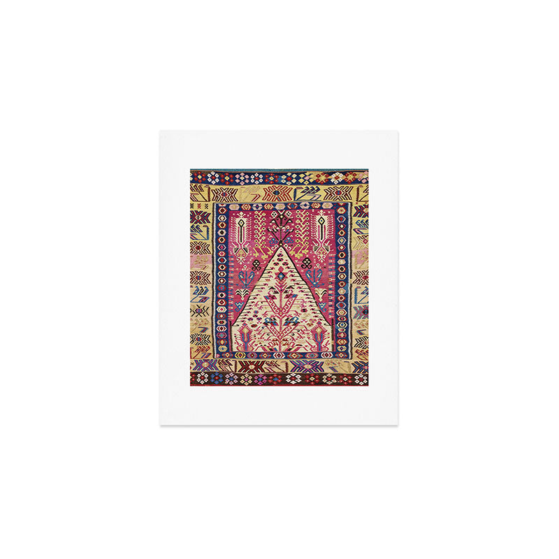 Cute Pink Antique Turkish Niche Kilim Print Art Print Gallery Image 1