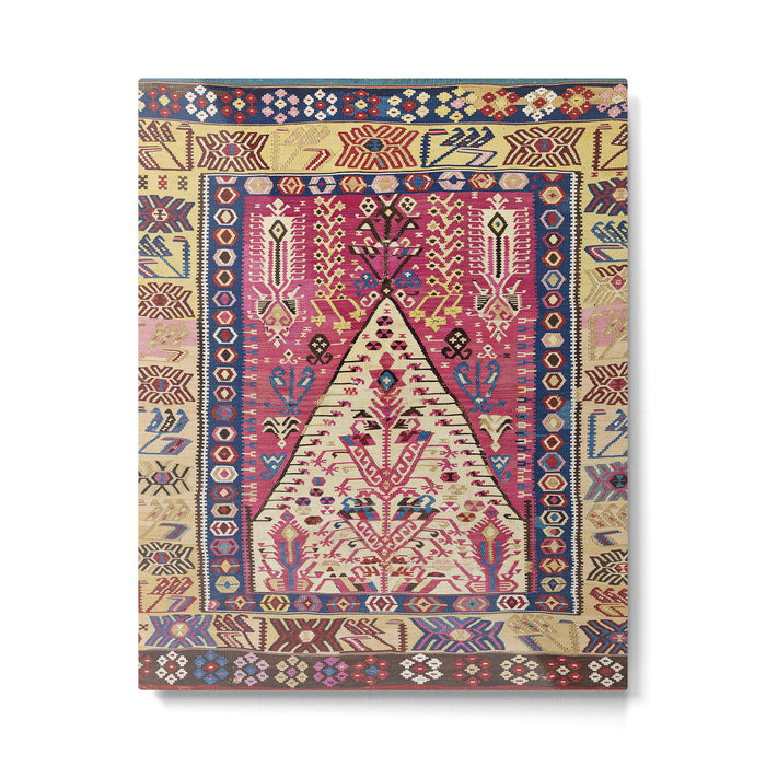 Cute Pink Antique Turkish Niche Kilim Print Metal Print Gallery Image 1