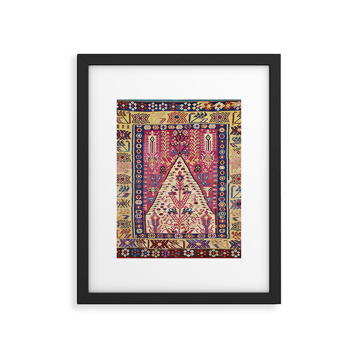 Cute Pink Antique Turkish Niche Kilim Print Framed Art Print Gallery Image 1