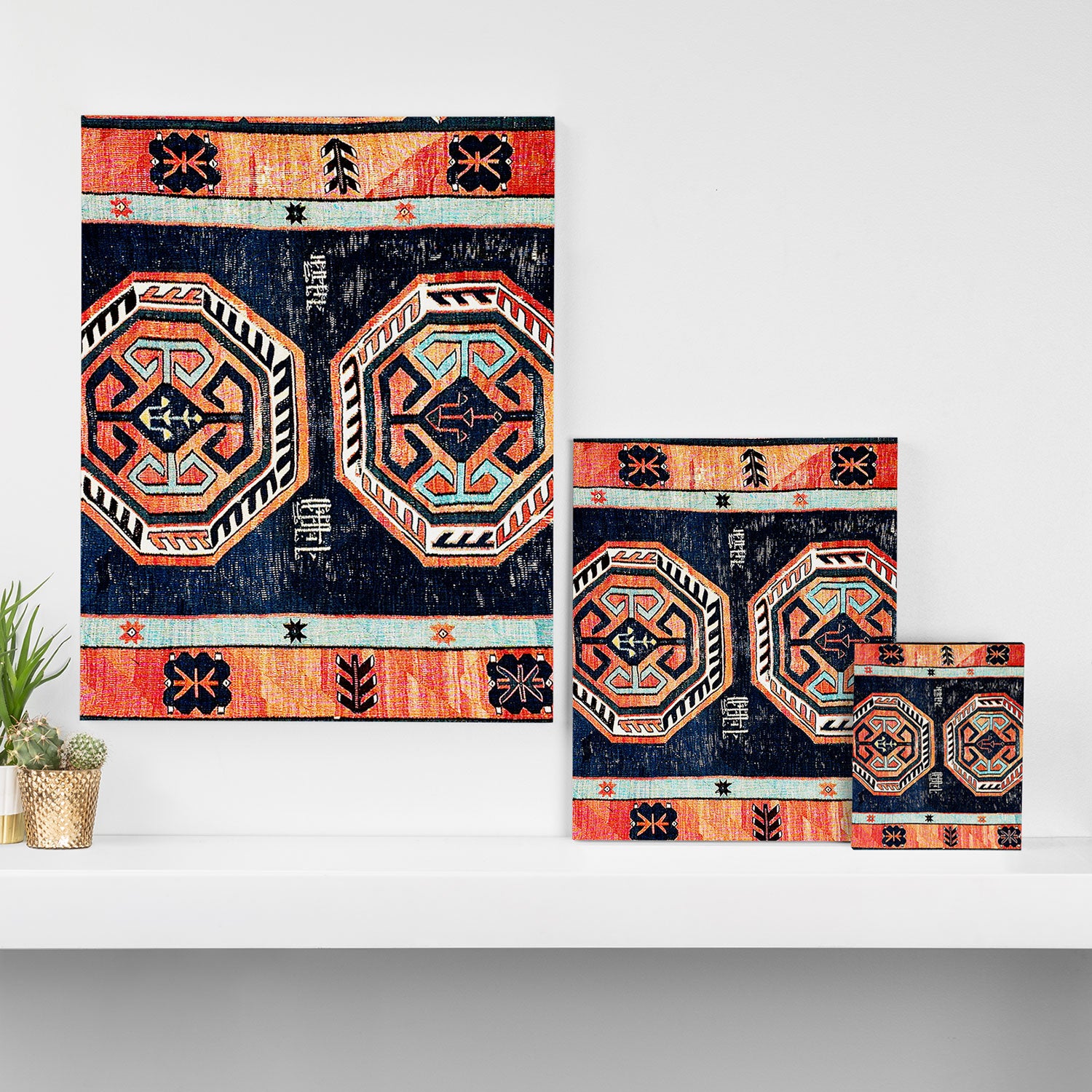 Davagin  Antique Daghestan East Caucasus Kilim Print Canvas Print Gallery Image 3