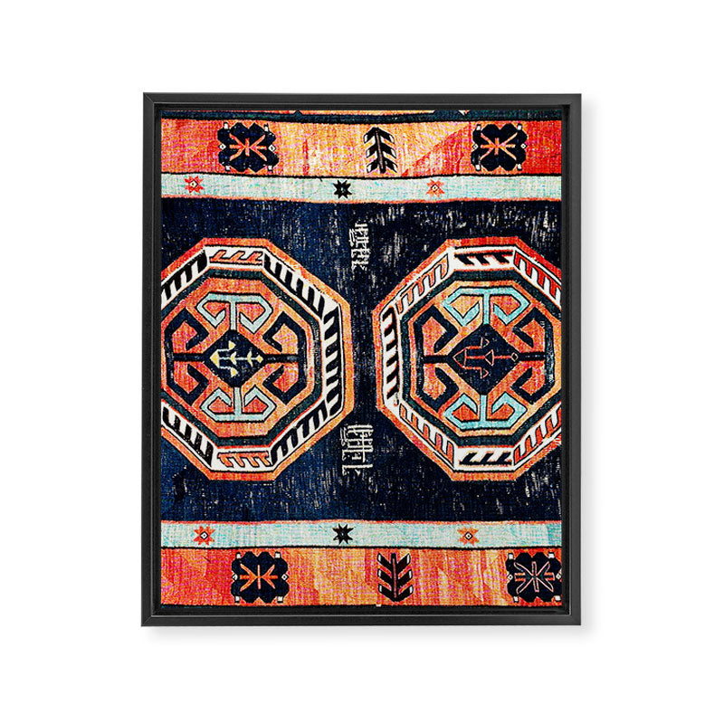 Davagin  Antique Daghestan East Caucasus Kilim Print Framed Canvas Print Gallery Image 3