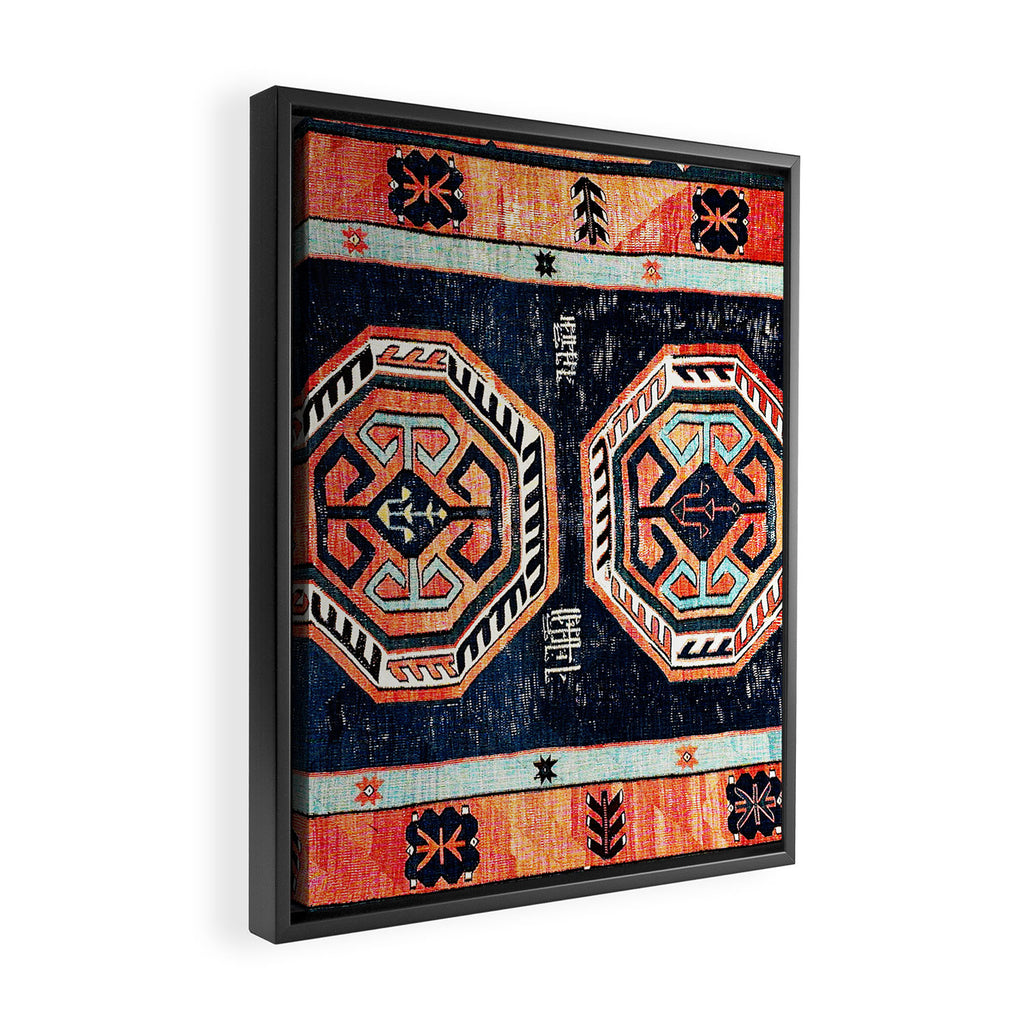 Davagin  Antique Daghestan East Caucasus Kilim Print Framed Canvas Print Gallery Image 2