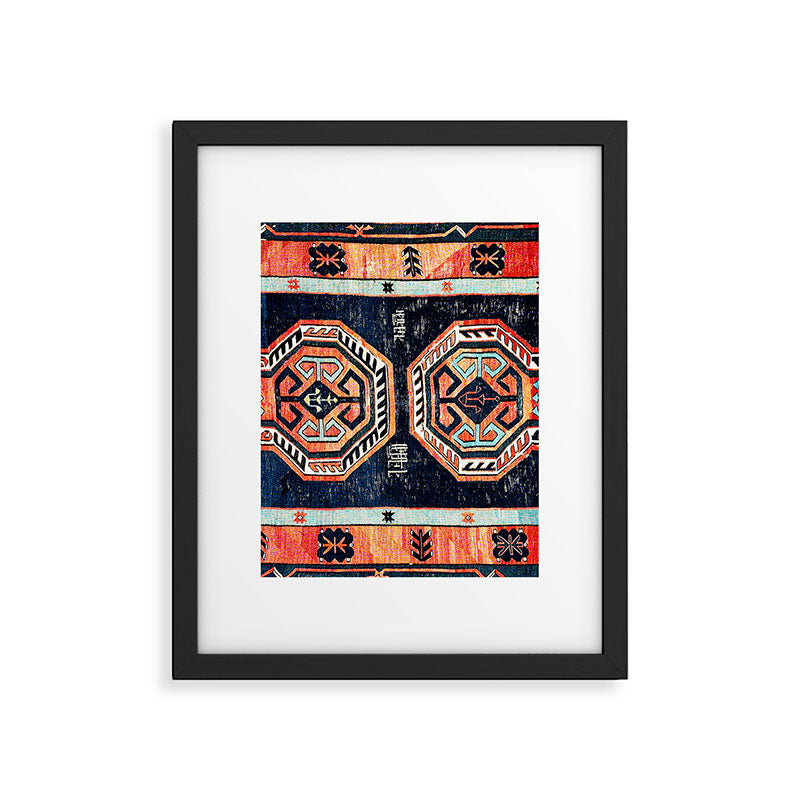 Davagin  Antique Daghestan East Caucasus Kilim Print Framed Art Print Gallery Image 5