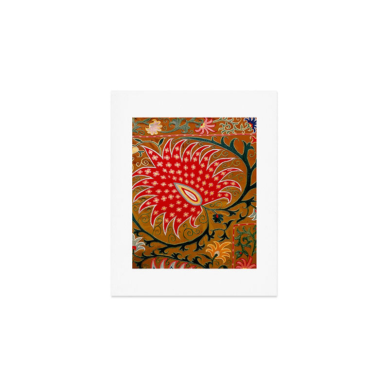 Detail of Shakhrisyabz Suzani Floral Textile Art Print Gallery Image 1