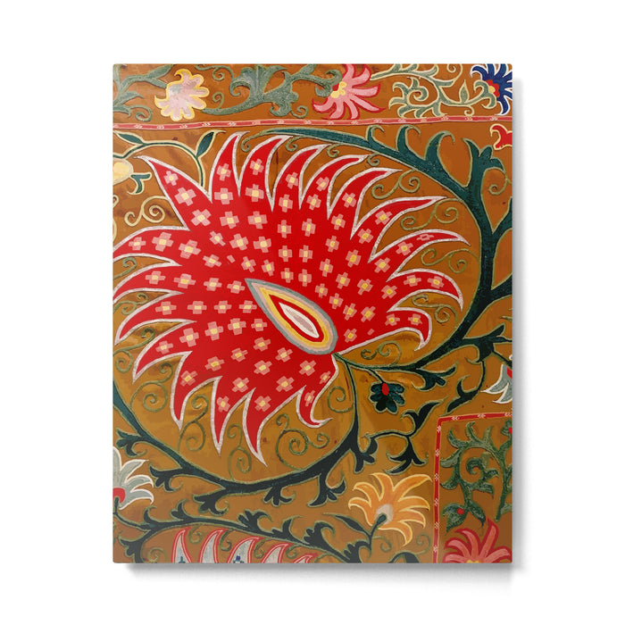 Detail of Shakhrisyabz Suzani Floral Textile Metal Print Gallery Image 1