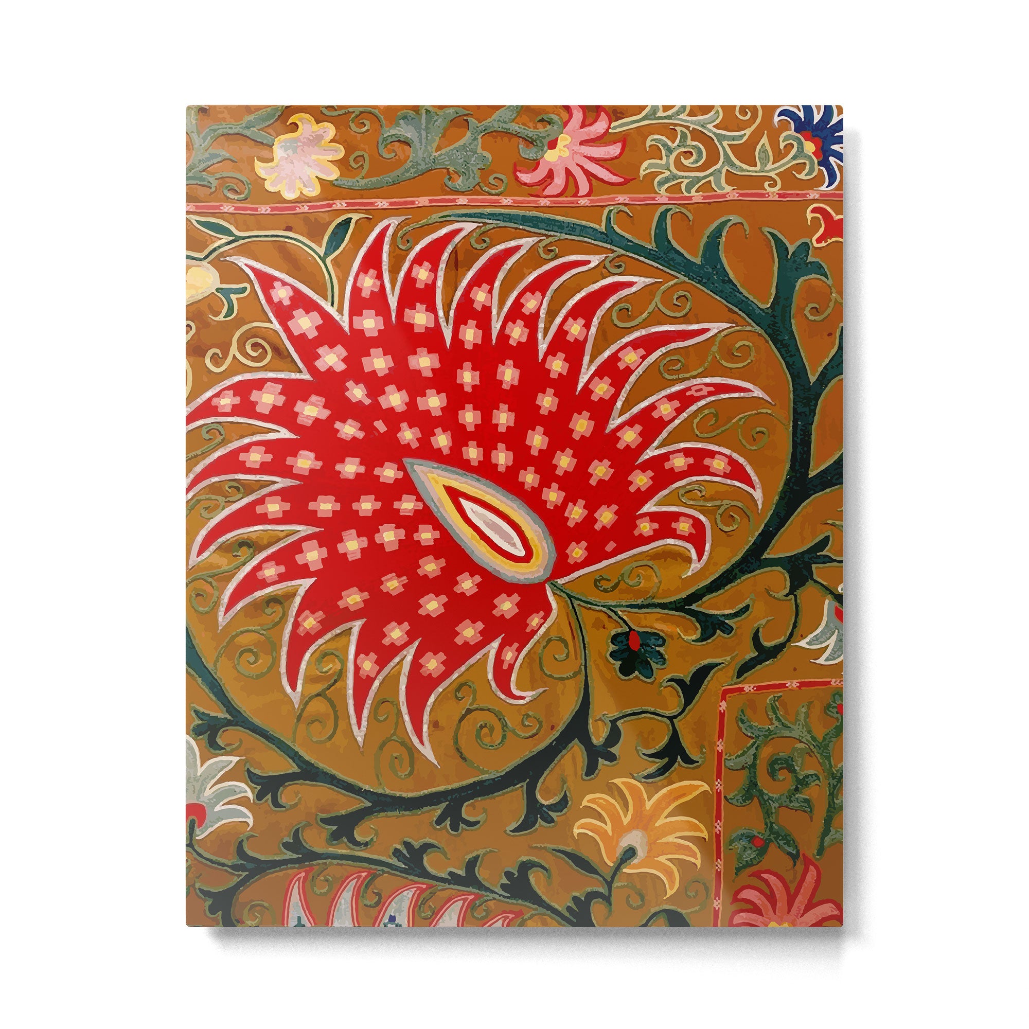 Detail of Shakhrisyabz Suzani Floral Textile Metal Print Gallery Image 6