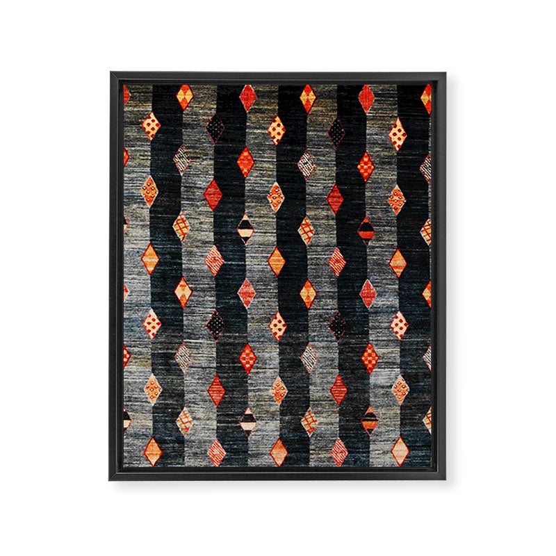Diamond Tribal Persian Rug Print Framed Canvas Print Gallery Image 3