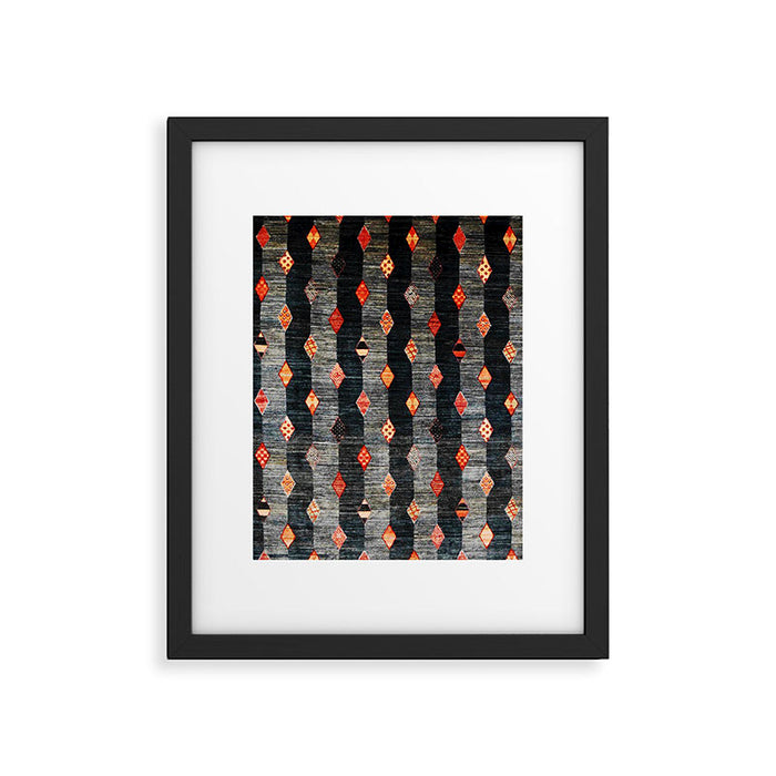 Diamond Tribal Persian Rug Print Framed Art Print Gallery Image 1