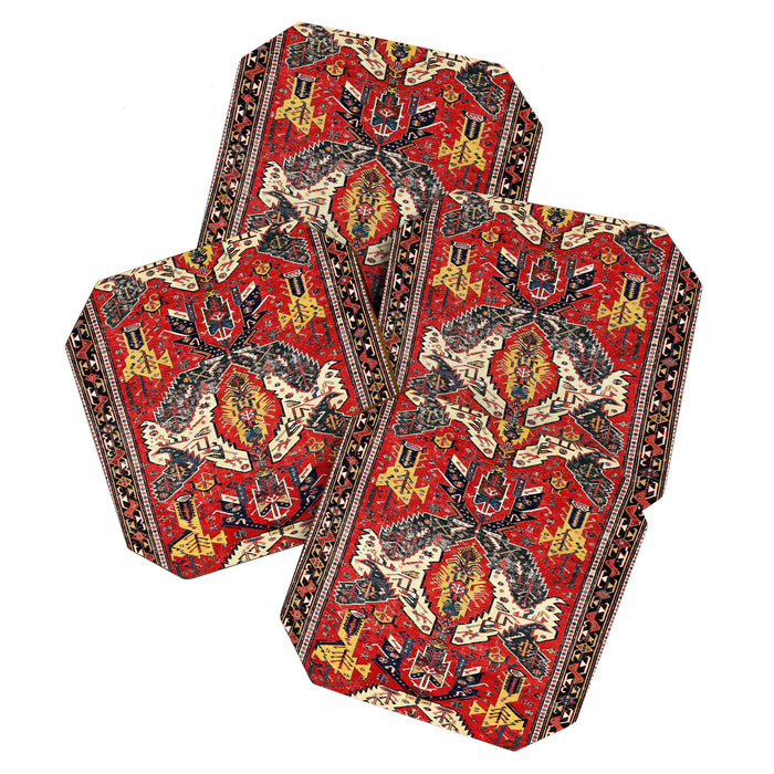 Dragon Sumakh Antique East Caucasus Kuba Rug Print Coaster Gallery Image 1