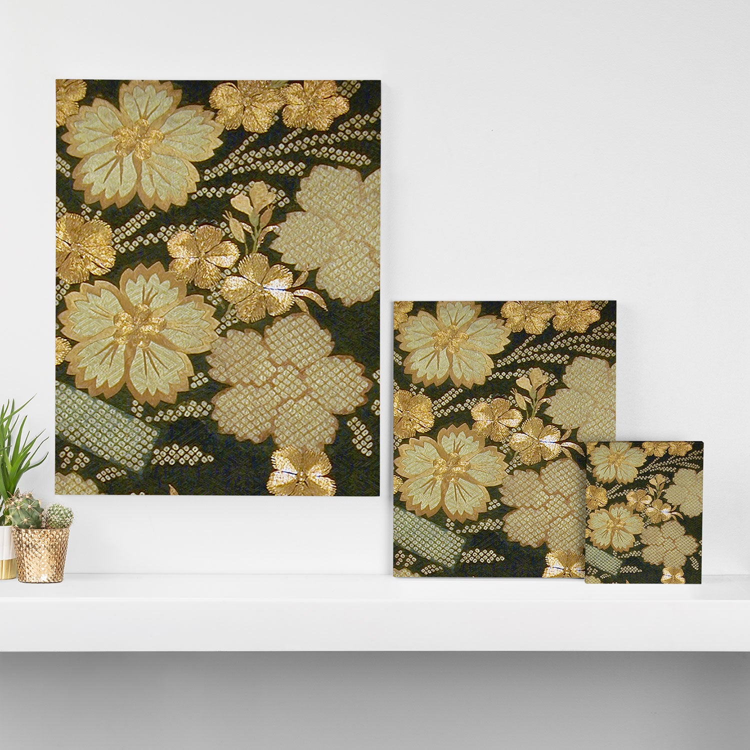 Edo Period Floral Kimono Fragment Print Canvas Print Gallery Image 3