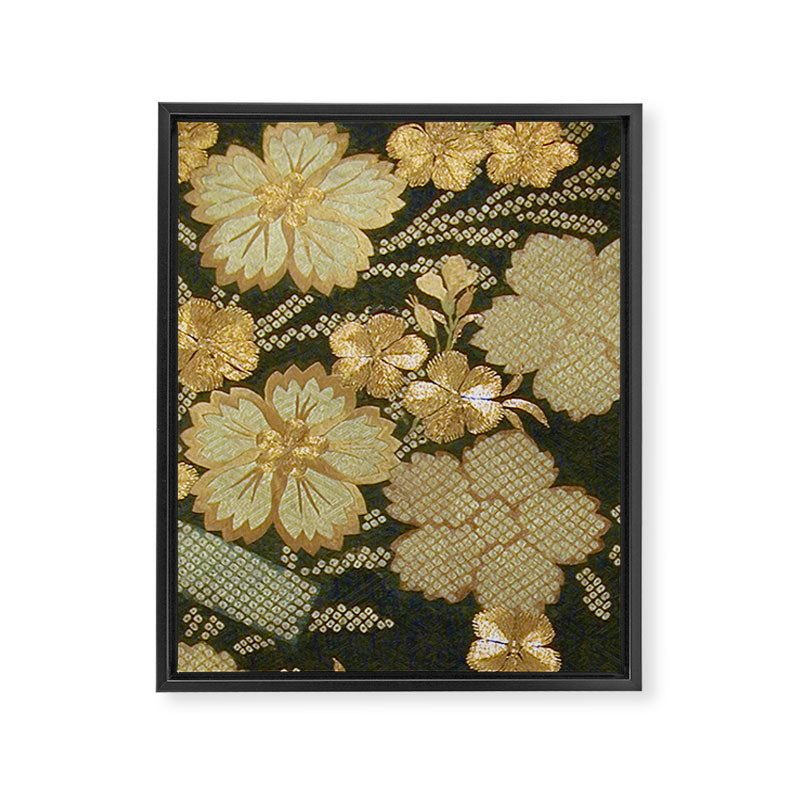 Edo Period Floral Kimono Fragment Print Framed Canvas Print Gallery Image 3