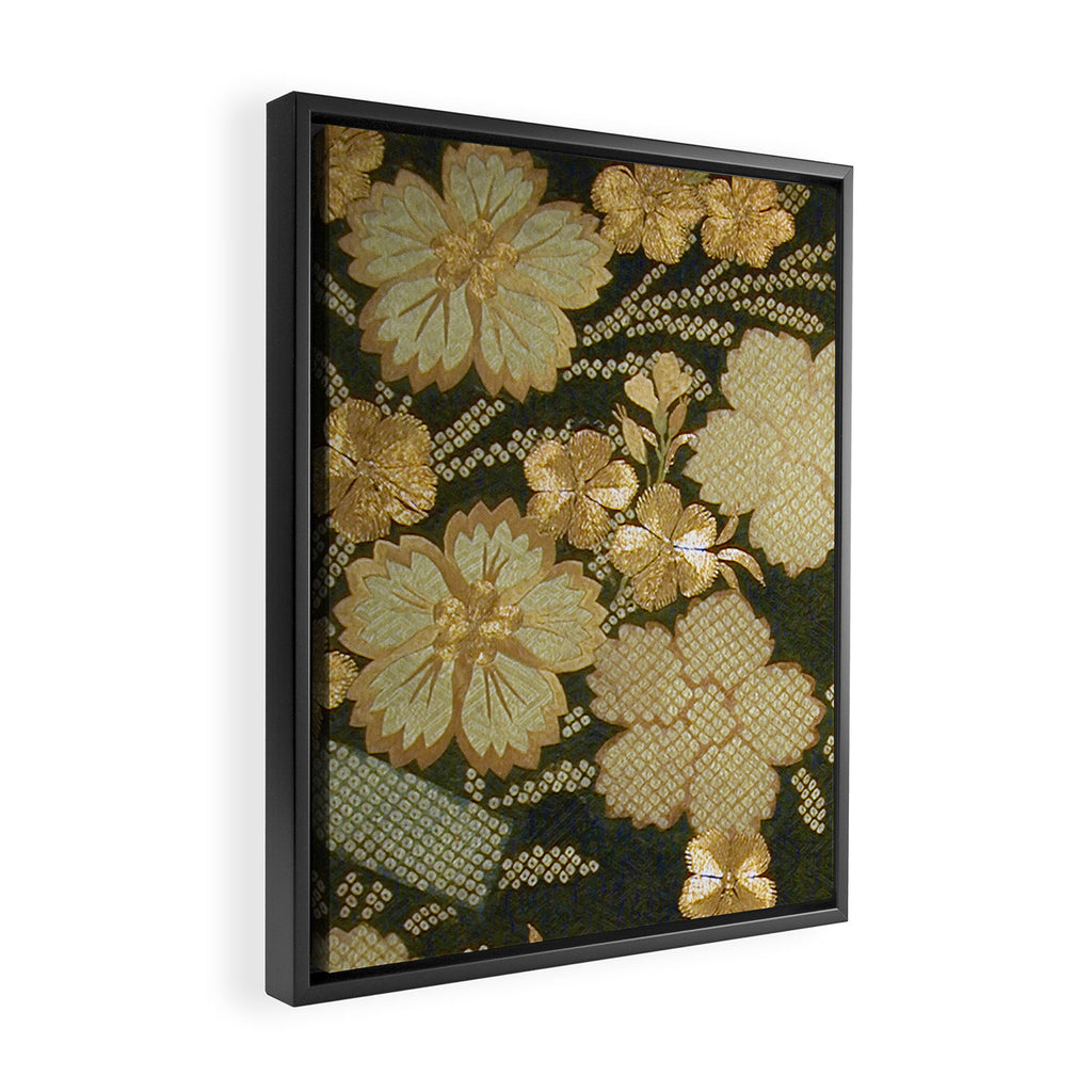 Edo Period Floral Kimono Fragment Print Framed Canvas Print Gallery Image 2
