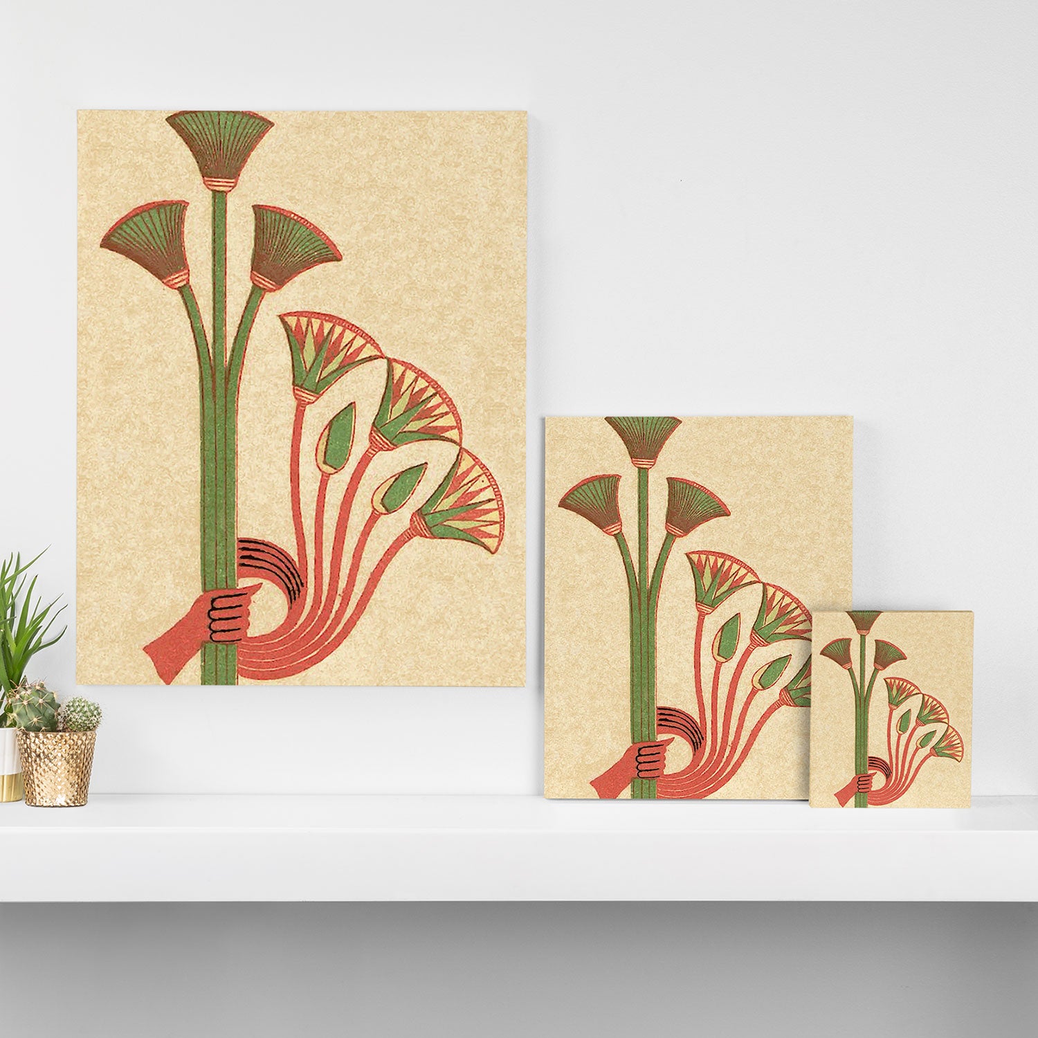 Egyptian Papyrus Plants and Lotus Flowers Canvas Print Gallery Image 3