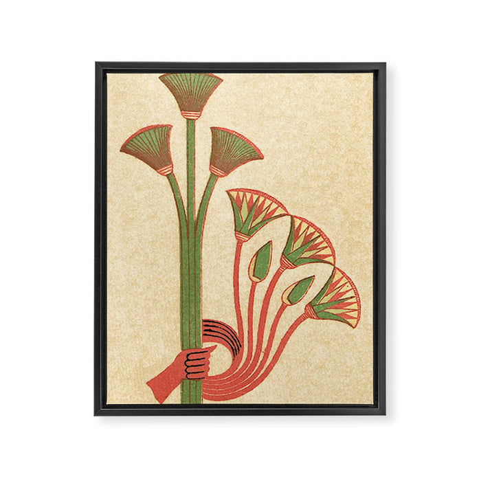 Egyptian Papyrus Plants and Lotus Flowers Framed Canvas Print Gallery Image 1