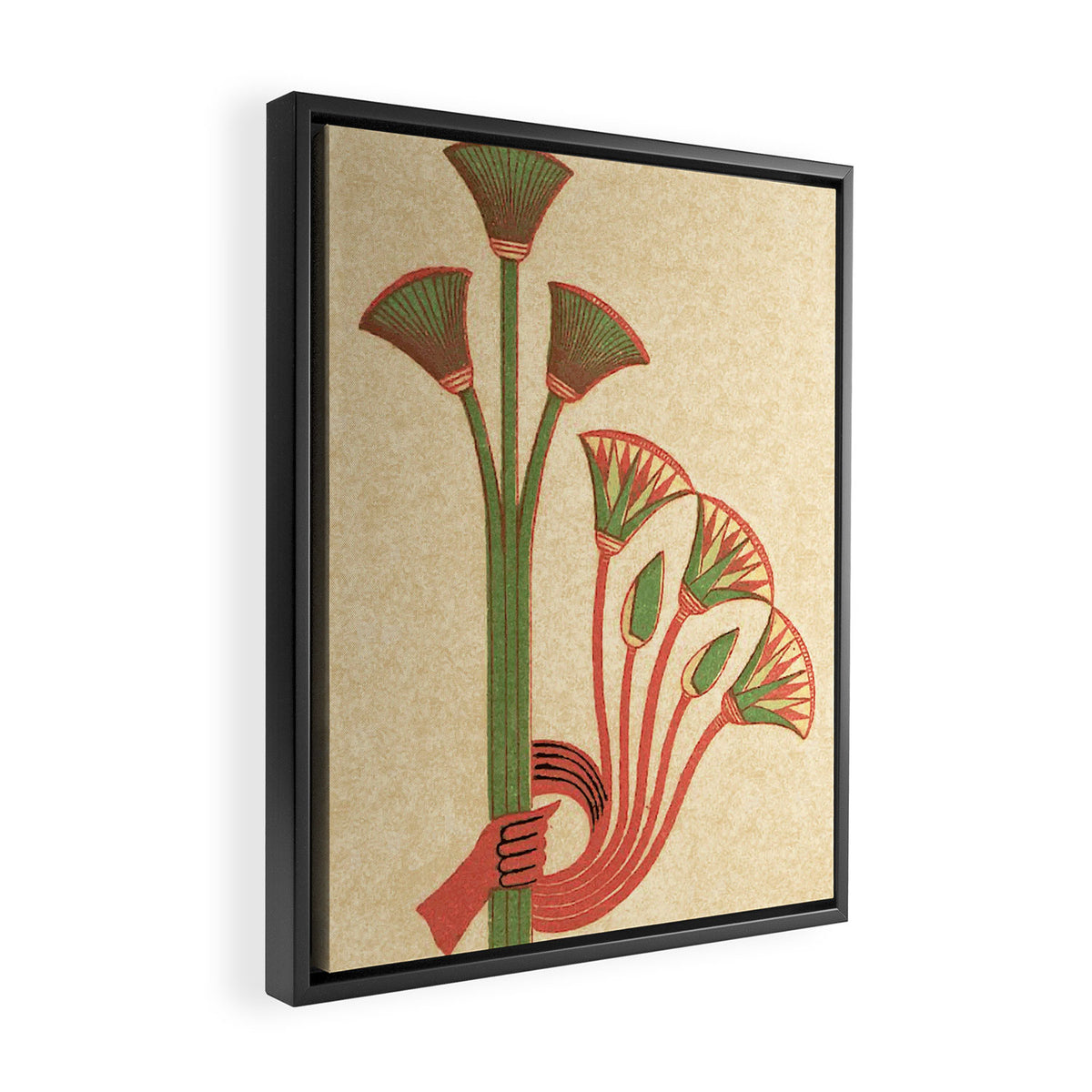 Egyptian Papyrus Plants and Lotus Flowers Framed Canvas Print Gallery Image 2