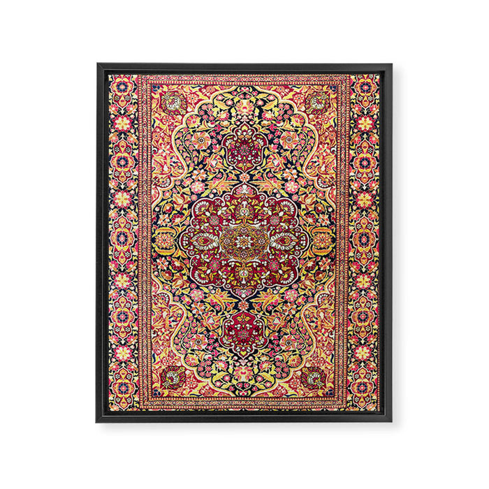 Esfahan Antique Floral Persian Rug Print Framed Canvas Print Gallery Image 1