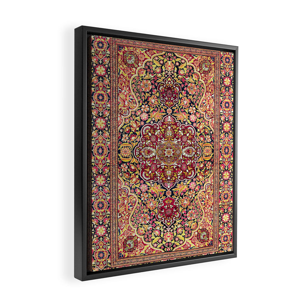 Esfahan Antique Floral Persian Rug Print Framed Canvas Print Gallery Image 2
