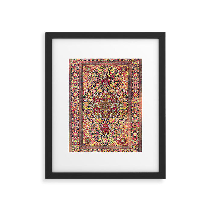 Esfahan Antique Floral Persian Rug Print Framed Art Print Gallery Image 1