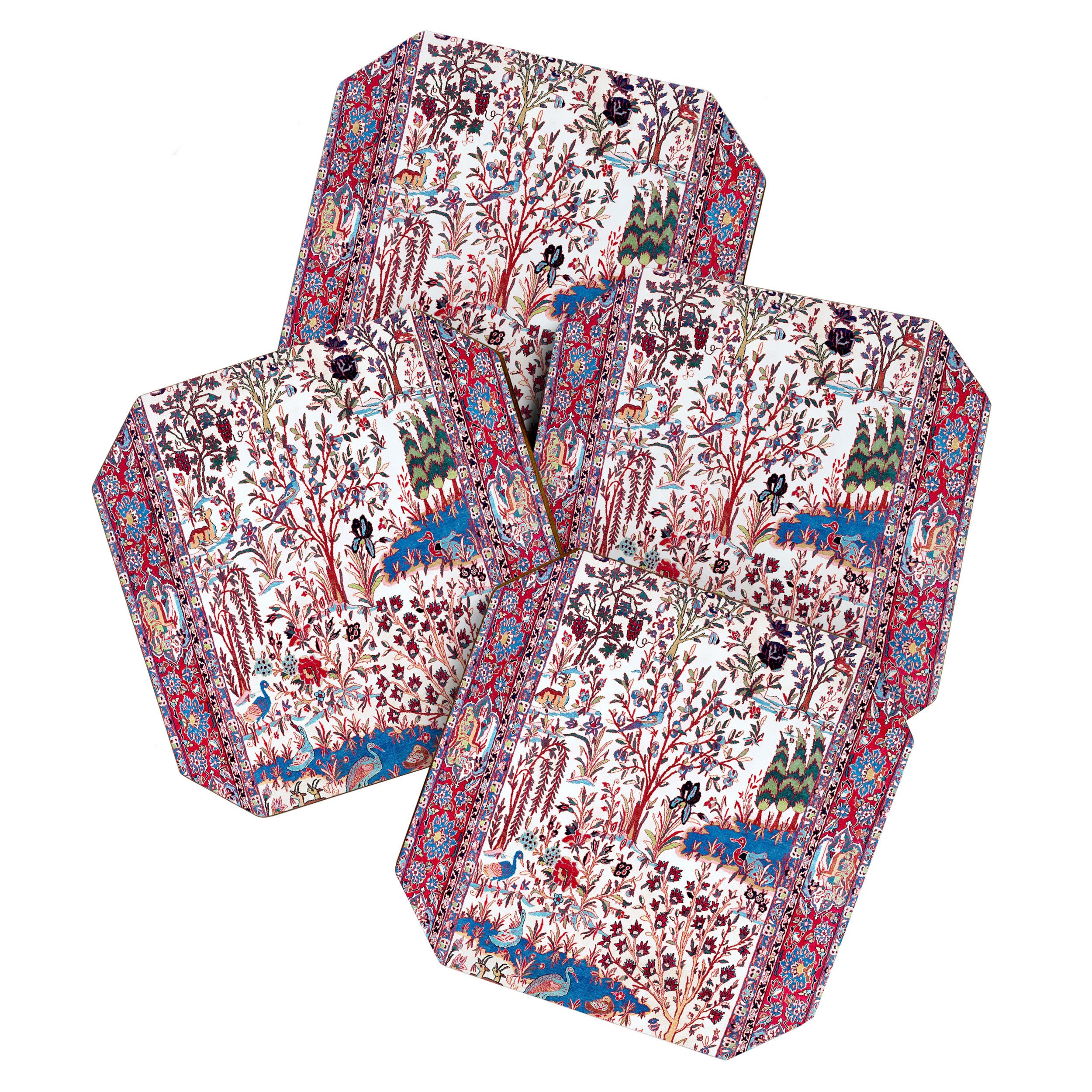 Esfahan Central Persian Silk Rug Print Coaster Gallery Image 1