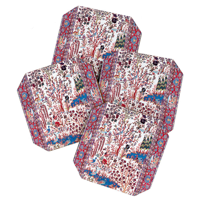 Esfahan Central Persian Silk Rug Print Coaster Gallery Image 1