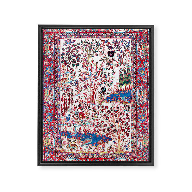 Esfahan Central Persian Silk Rug Print Framed Canvas Print Gallery Image 3