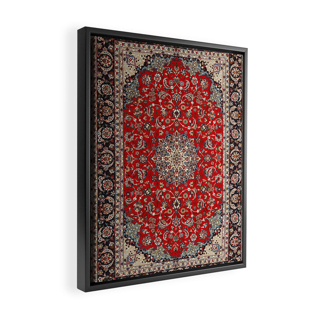 Fine Silk & Wool Isfahan Persian Rug Print Framed Canvas Print Gallery Image 2