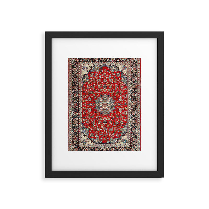 Fine Silk & Wool Isfahan Persian Rug Print Framed Art Print Gallery Image 4