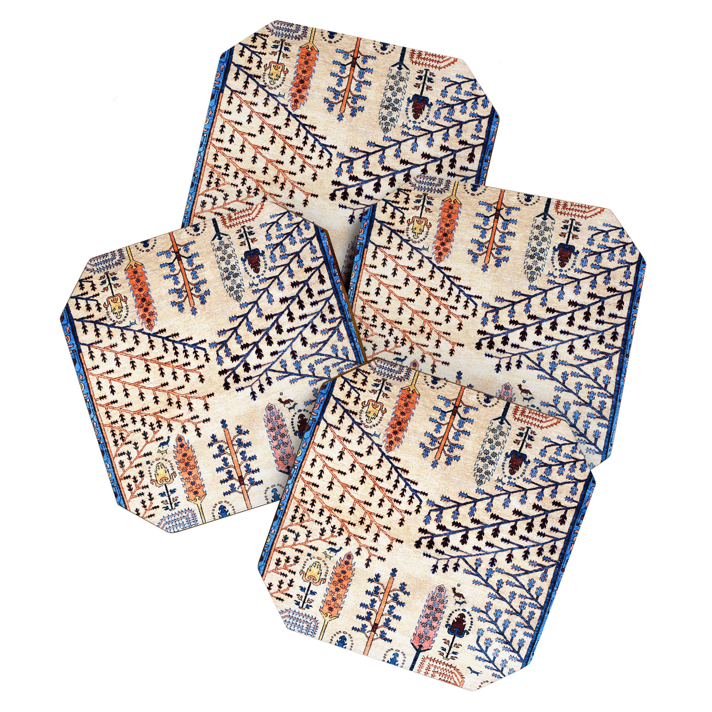 Floral Garden Persian Rug Print Coaster Gallery Image 1