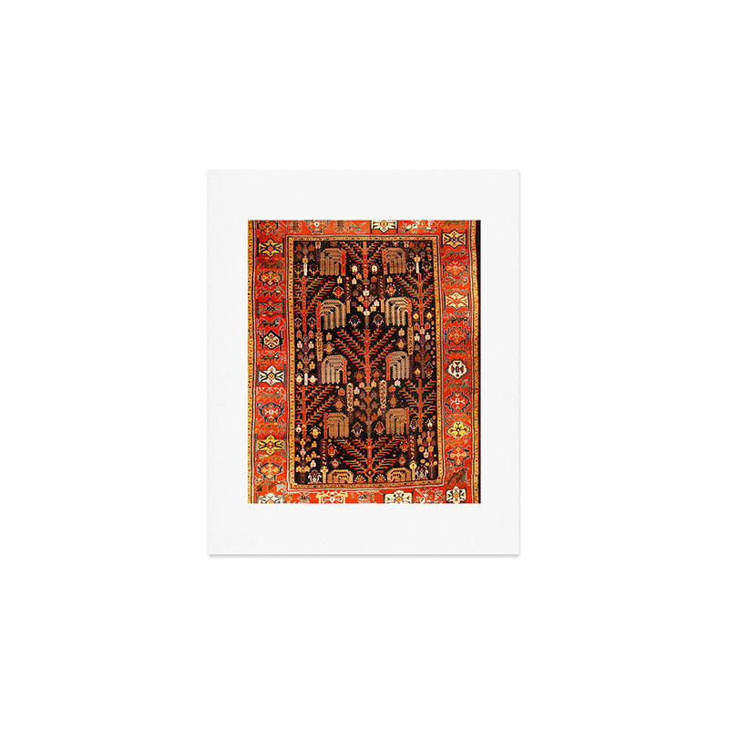 Floral Persian Bakhtiari Rug Print Art Print Gallery Image 1