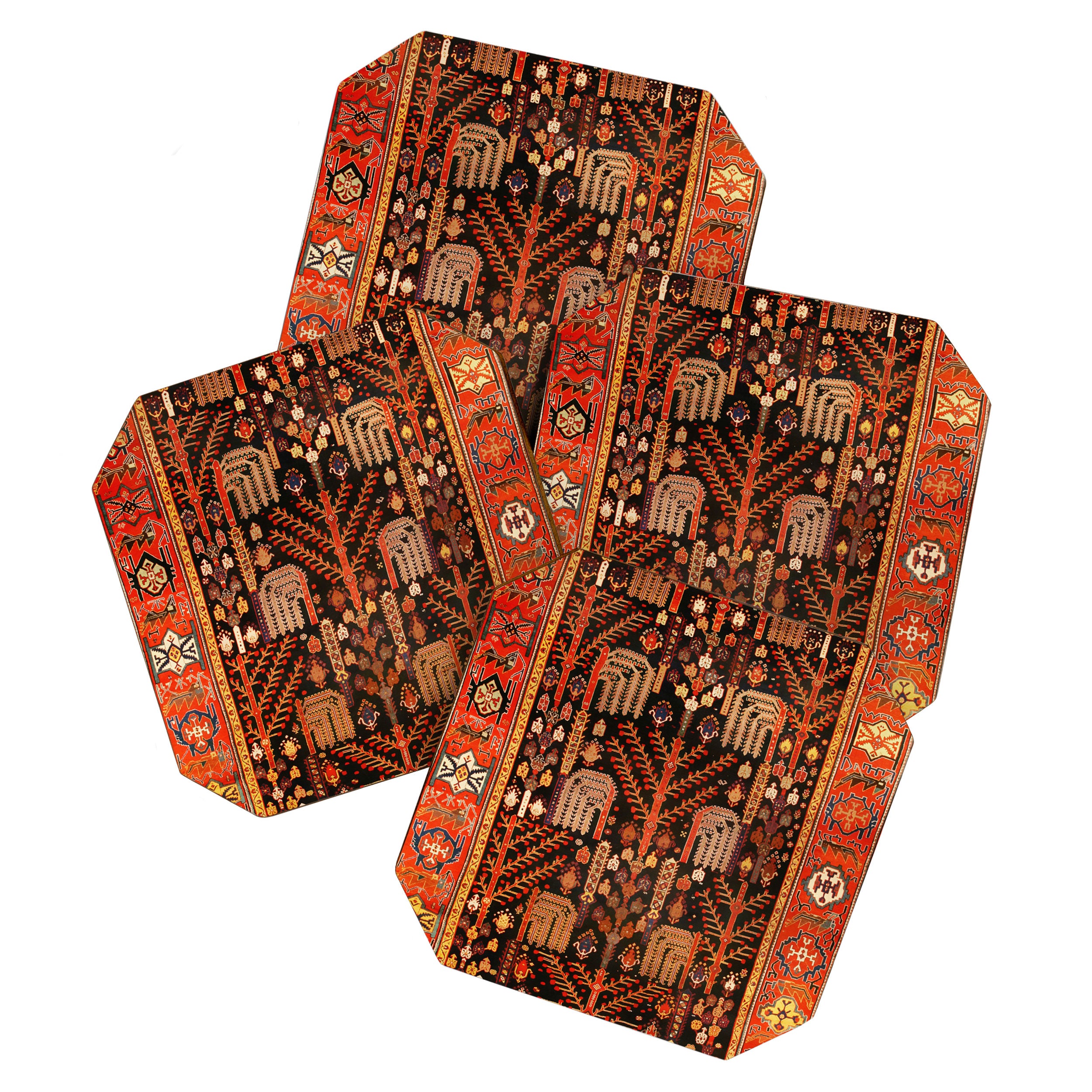 Floral Persian Bakhtiari Rug Print Coaster Gallery Image 1