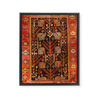 Floral Persian Bakhtiari Rug Print Framed Canvas Print Gallery Image 3