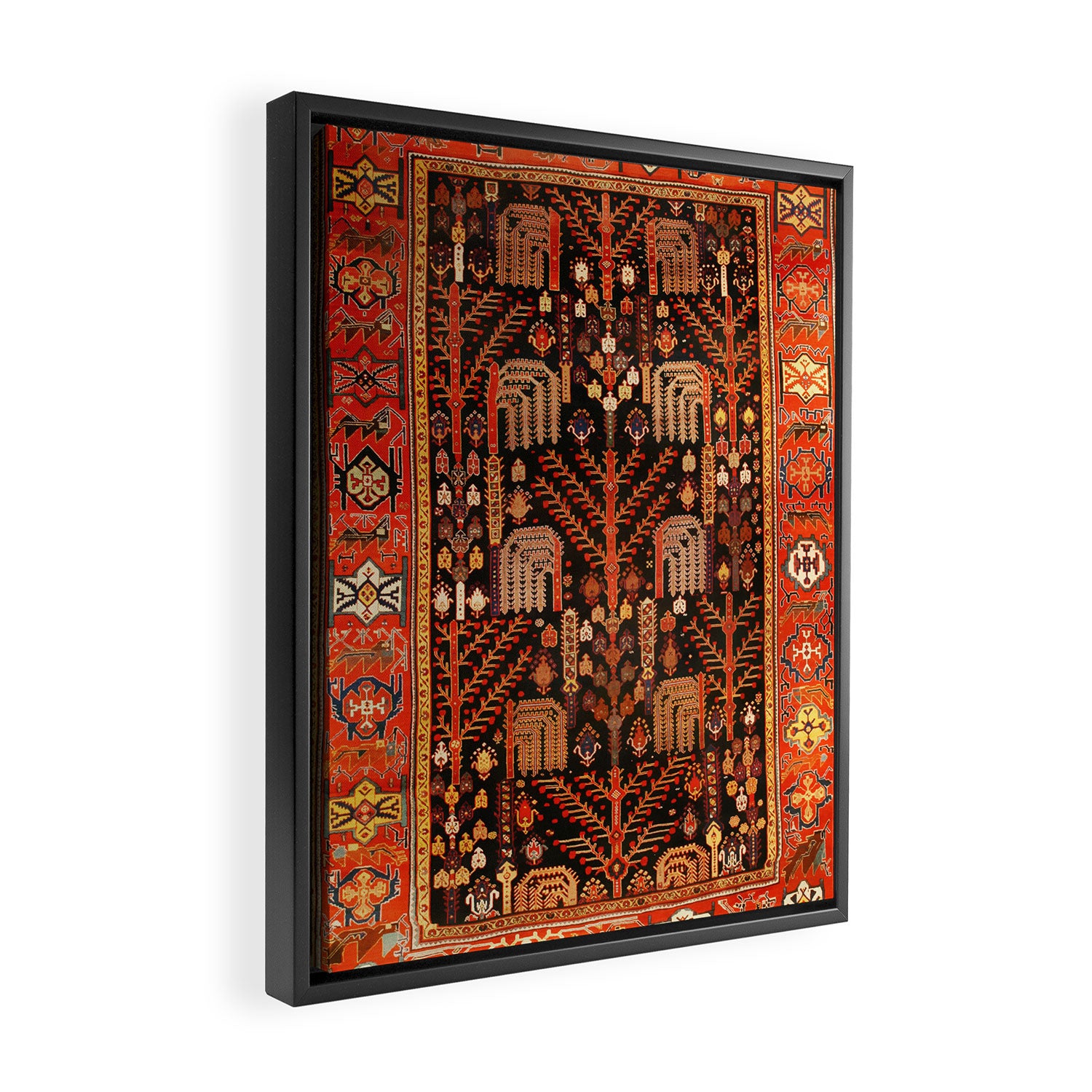 Floral Persian Bakhtiari Rug Print Framed Canvas Print Gallery Image 2