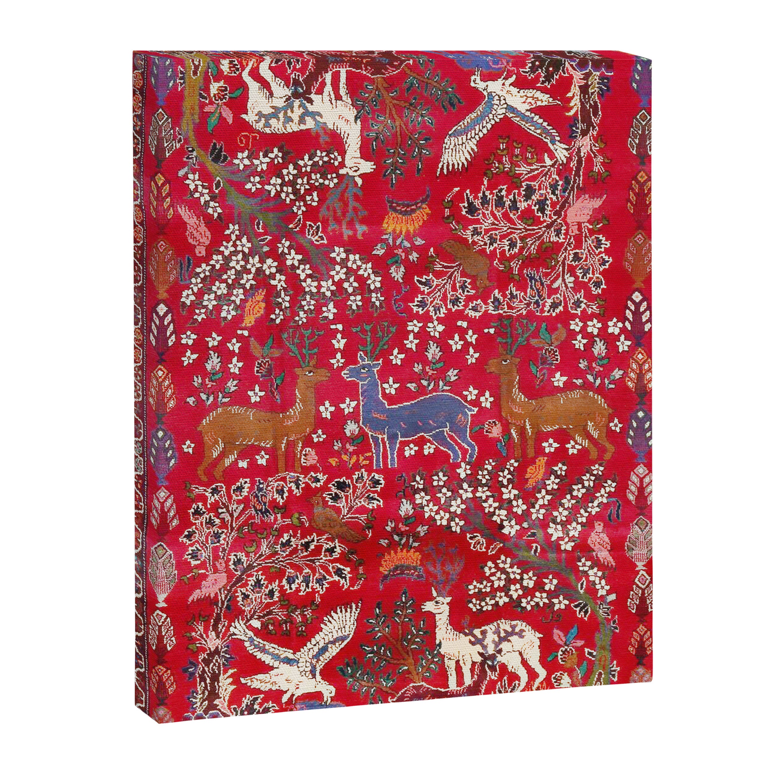 Floral Persian Rug Print With Birds And Animals Canvas Print Gallery Image 3