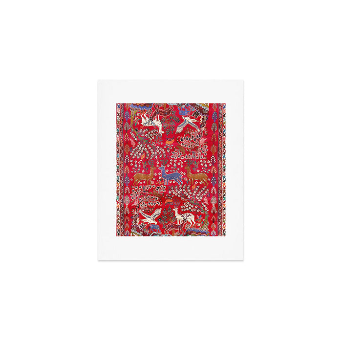 Floral Persian Rug Print With Birds And Animals Art Print Gallery Image 1