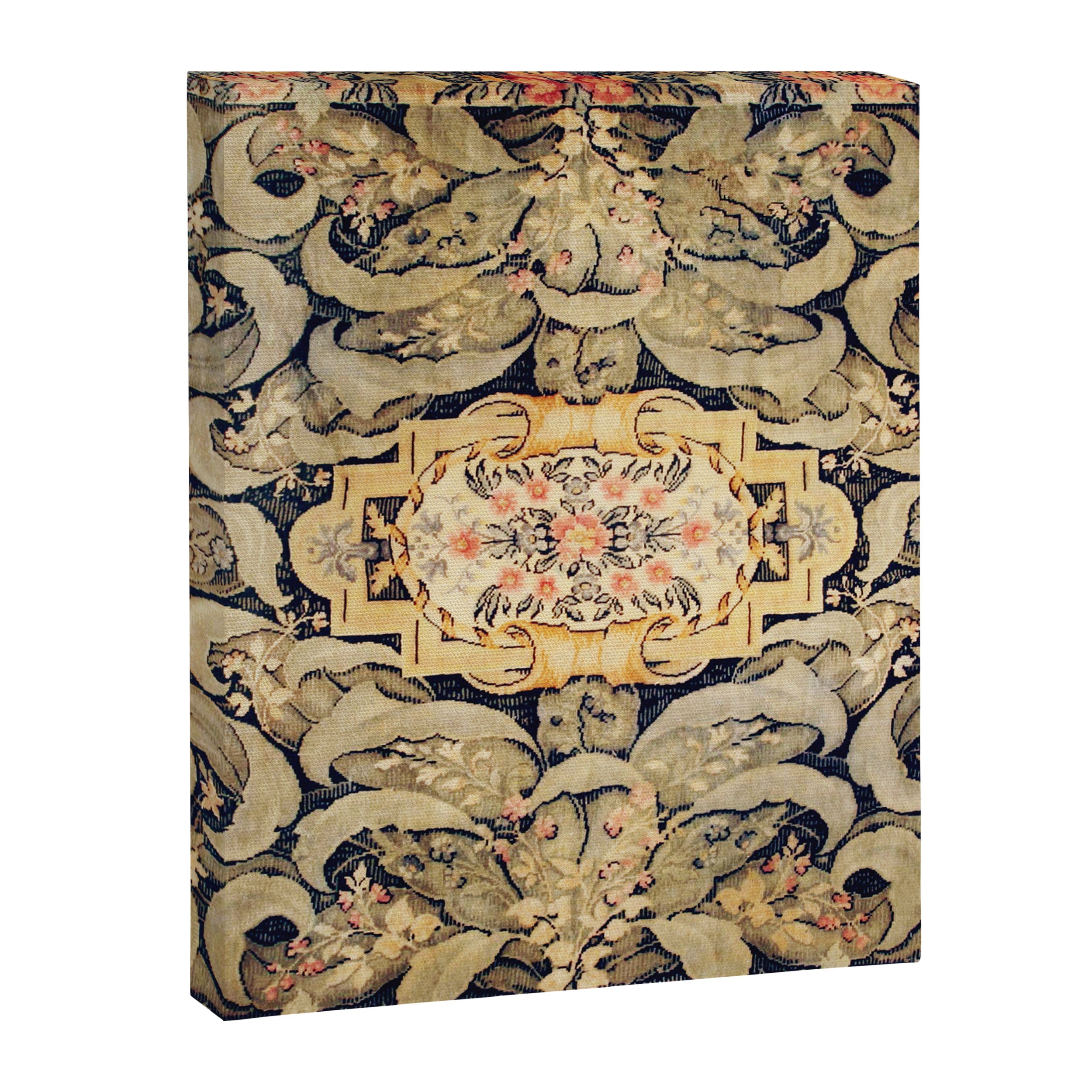 French Aubusson Vintage Floral Rug Print Canvas Print Gallery Image 3