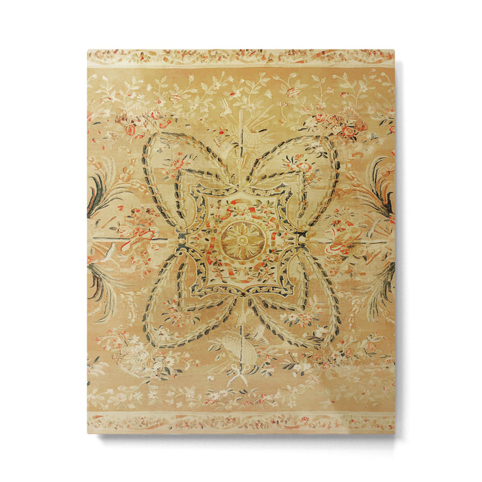 French Aubusson Vintage Rug Print Metal Print Gallery Image 1