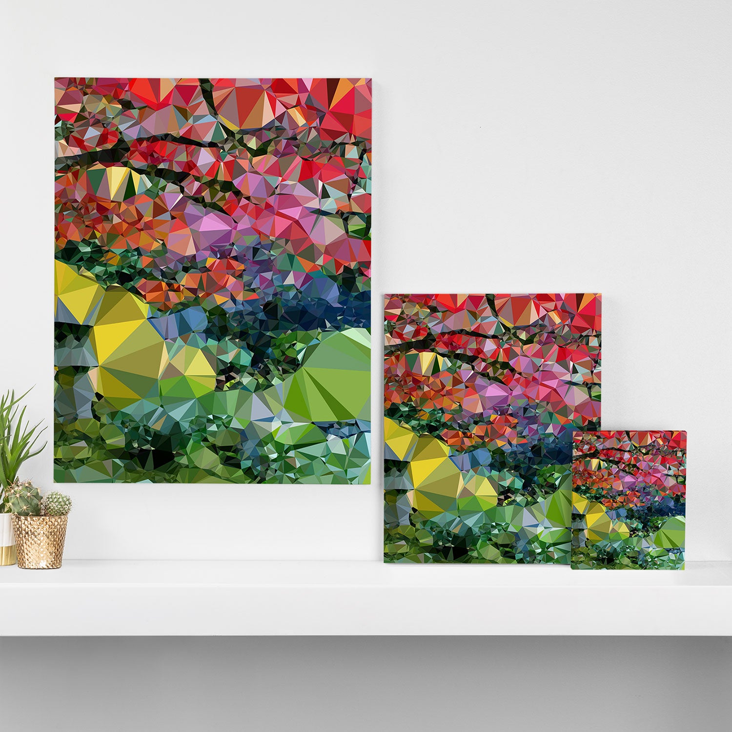Garden Landscape Low Poly Geometric Triangle Art Canvas Print Gallery Image 3
