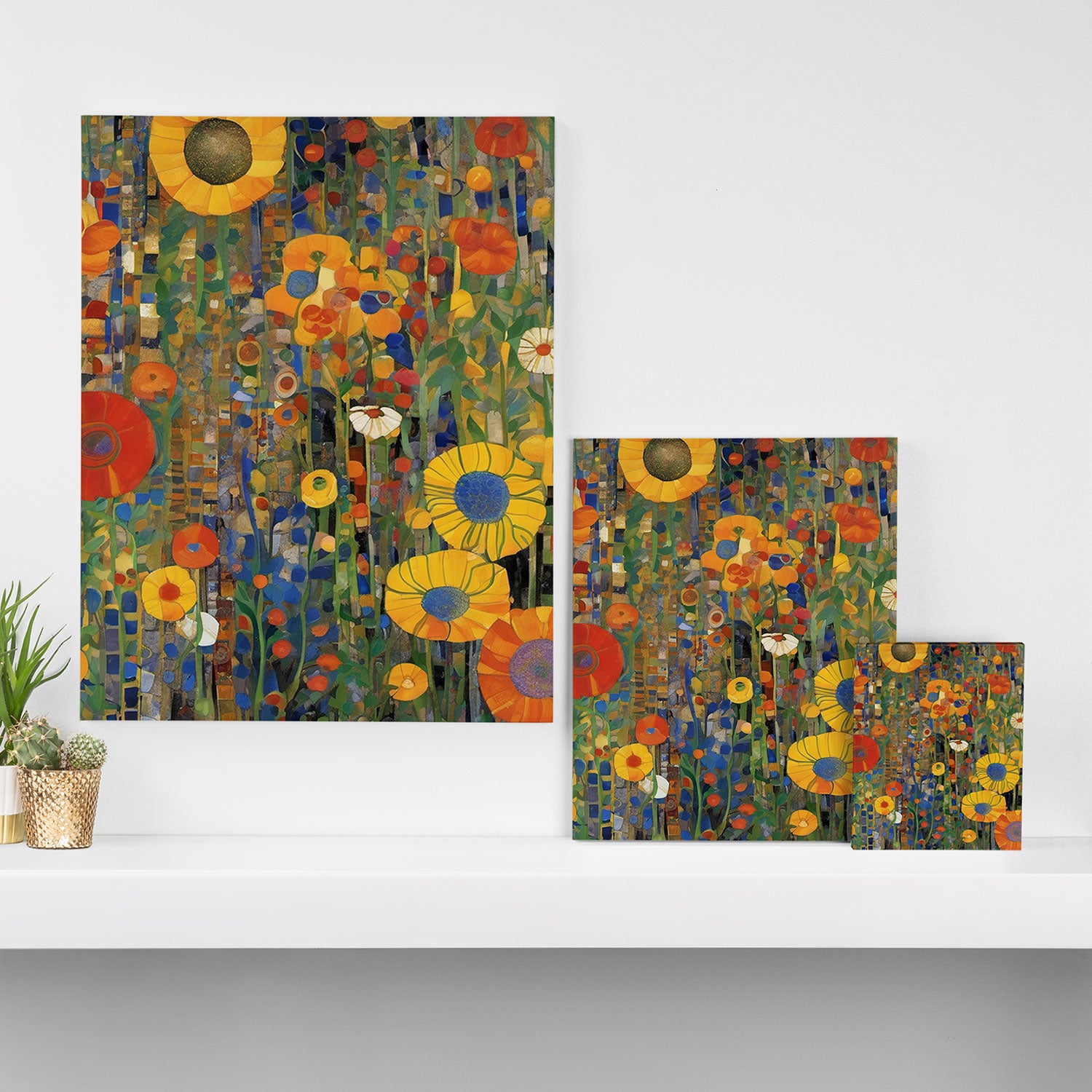 Garden with Colorful Abstract Flowers Canvas Print Gallery Image 3